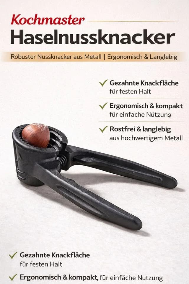 kochmaster Haselnussknacker Robuster Nussknacker aus Metall