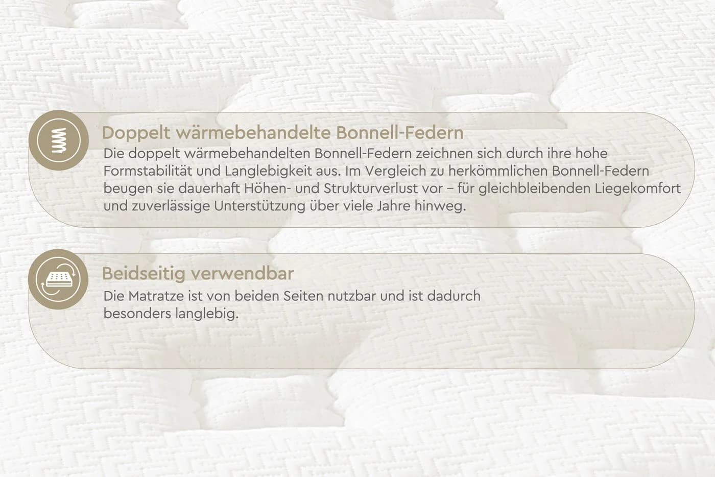 YATAS BEDDING Majestät Luxus Bonnellfederkernmatratze Weiß Wendbar H3