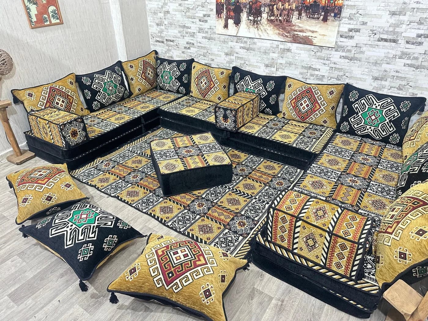 CaddeBuy Orientalische Sitzecke 22-tlg. Majlis Set Gelb