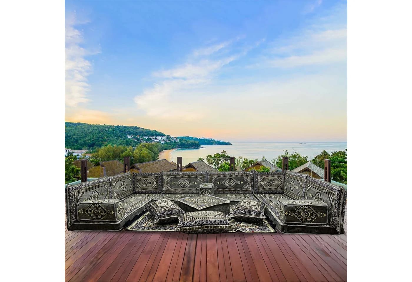 CaddeBuy Orientalische Sitzecke 19-teilig U-Form mit Kilim-Optik - Bild 2