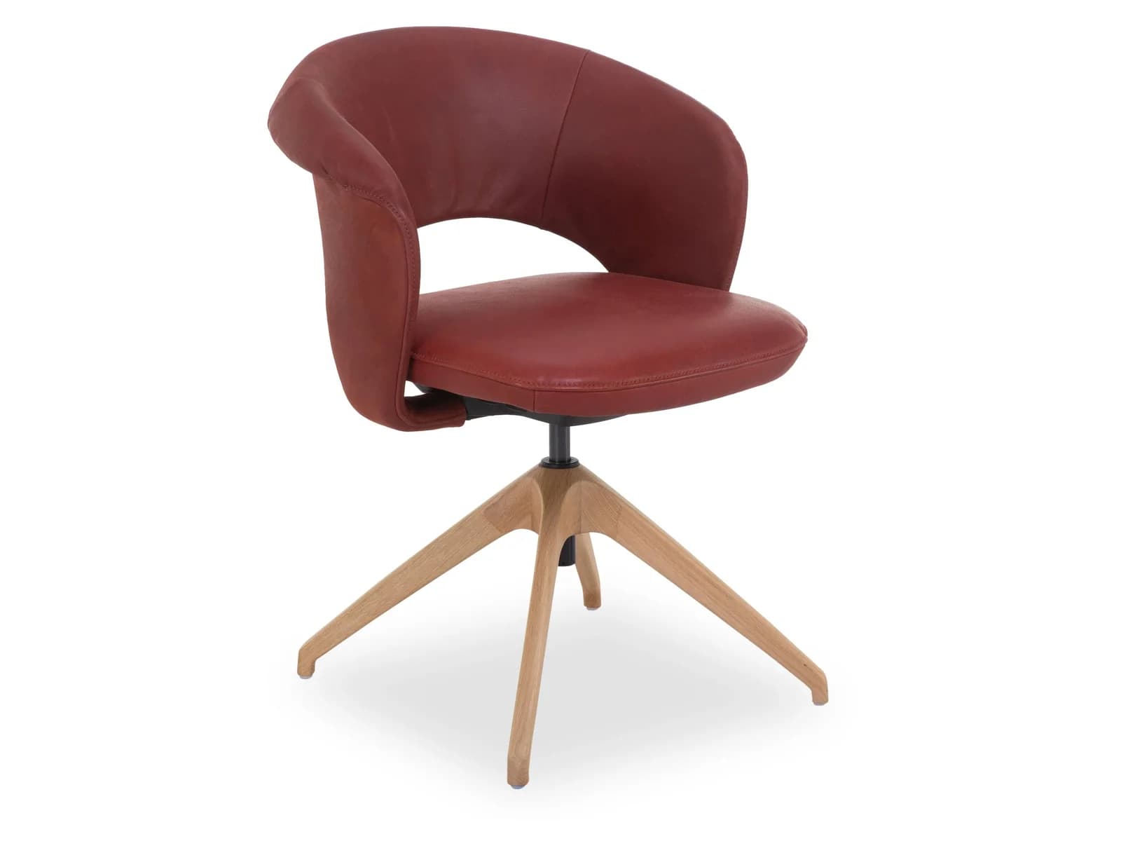 Armlehnstuhl KOINOR 1280 Rot Leder Wildeiche