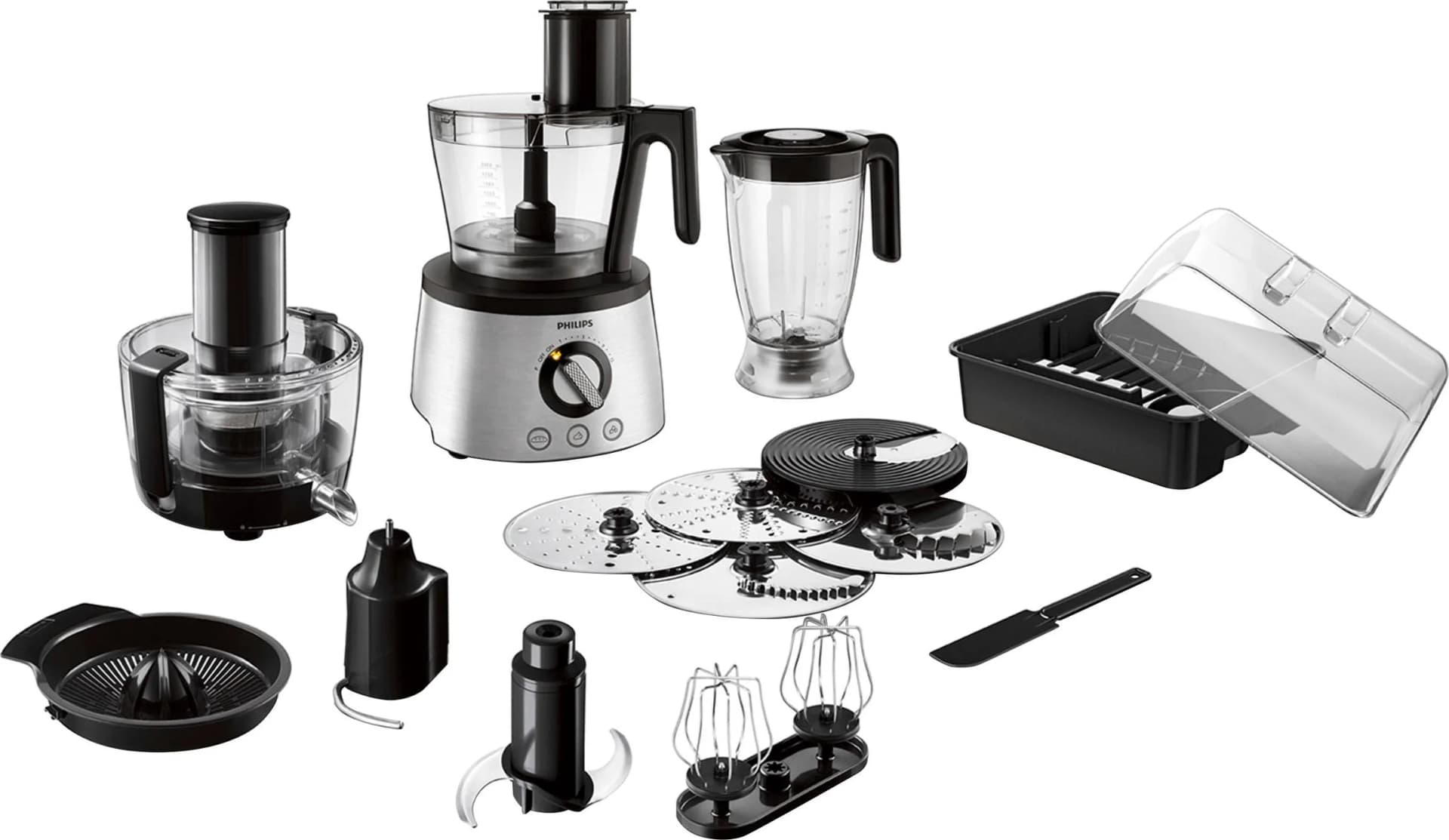 PHILIPS Kompakt-Küchenmaschine HR7778/00 Schwarz Edelstahl