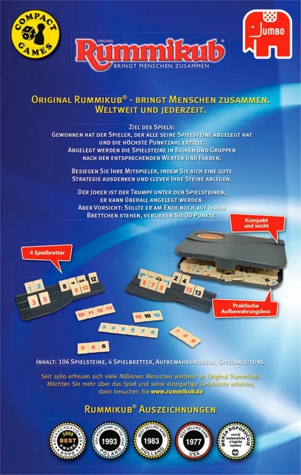 Jumbo Spiele Rummikub Reise im Etui - Kompaktes Reisespiel Bunt - Bild 4