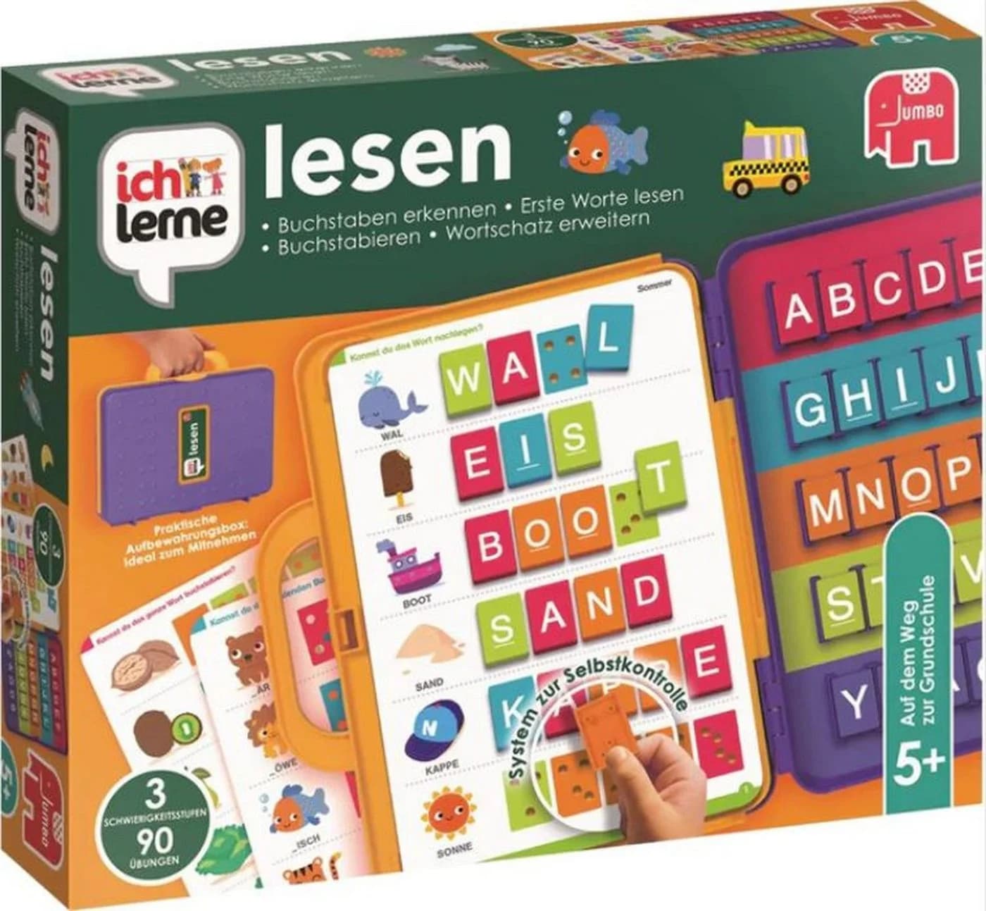 Jumbo Spiele Ich lerne lesen Lernspiel mit Koffer und 30 Buchstabenblöcken - Bild 4