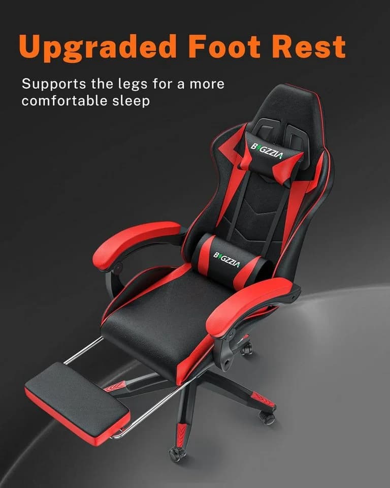 Gywowken Gaming-Stuhl mit Fußstütze Rot Ergonomisch - Bild 4