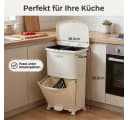 POPOLIC Mülleimer 36L Doppelwandig Cremefarben mit Fußpedal Bild 3