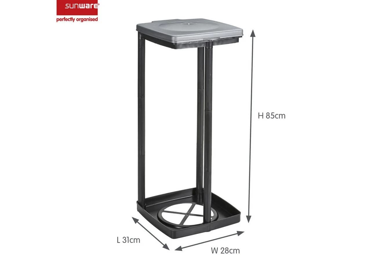 Sunware Müllsackhalter Quadra Schwarz Silber für 120L - Bild 4