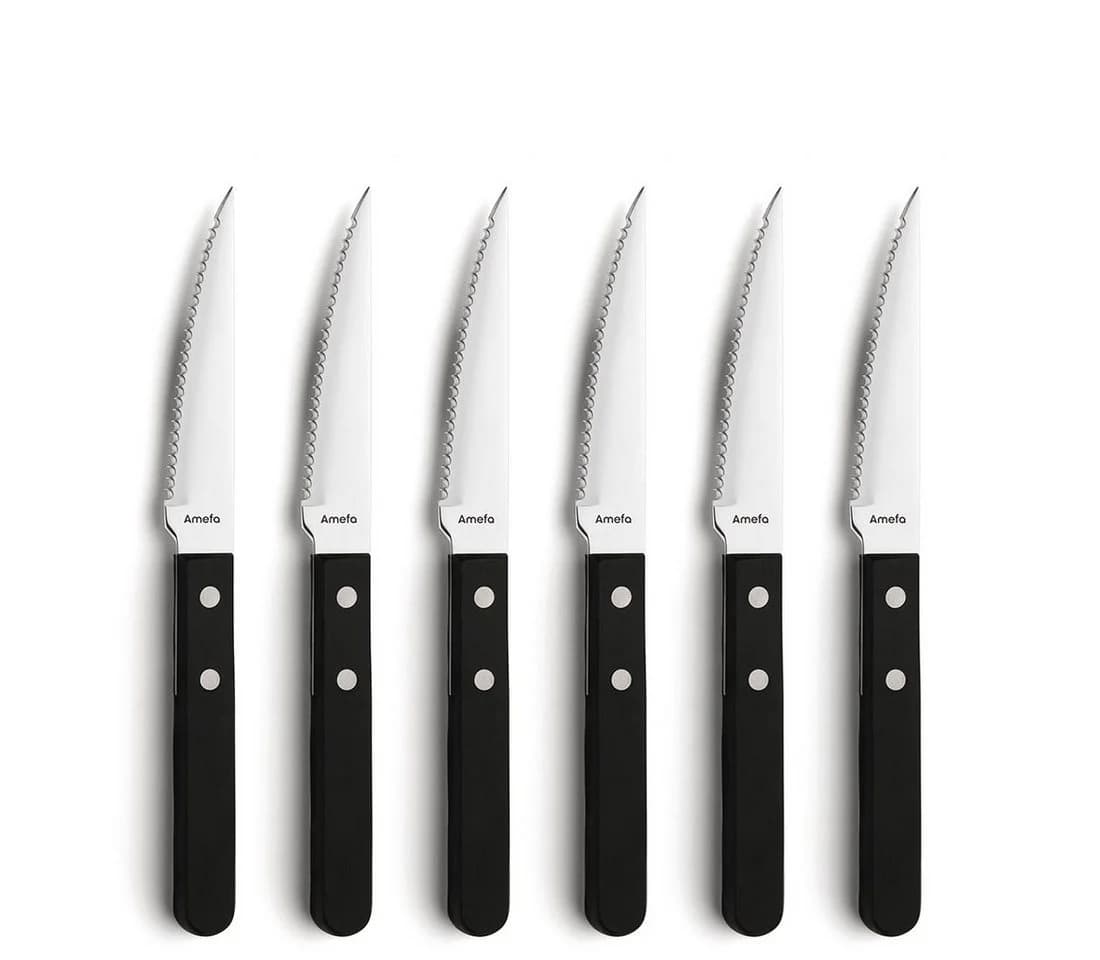 Amefa Steakmesser PIZZA Set 6-tlg. Schwarz Klingenstahl - Bild 2