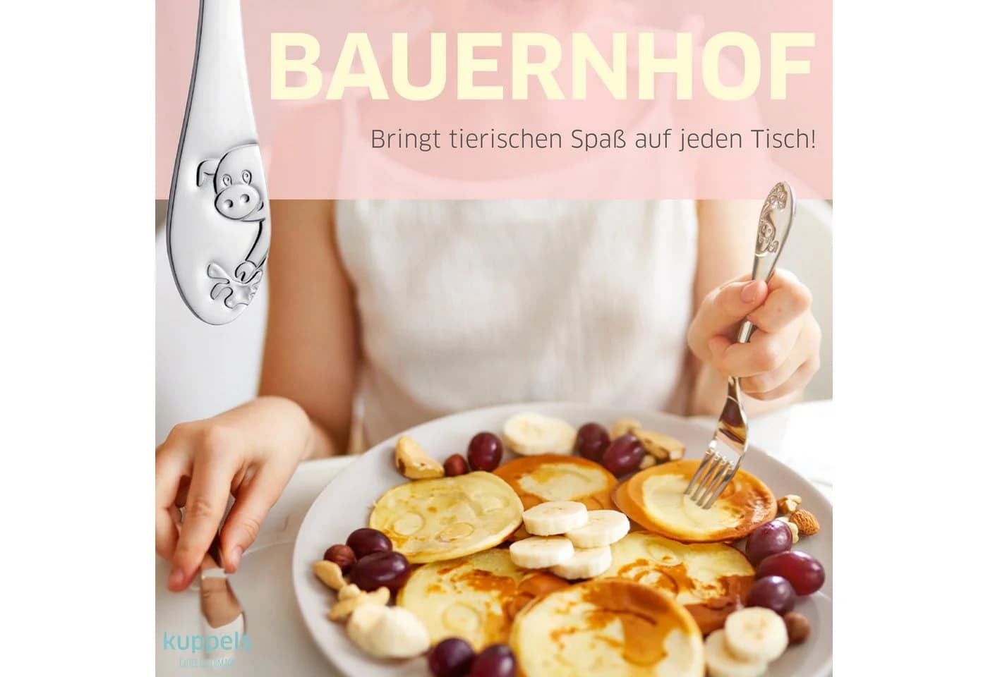 Kuppels Kinderbesteck BAUERNHOFFREUNDE 4-tlg. Edelstahl Silber - Bild 3