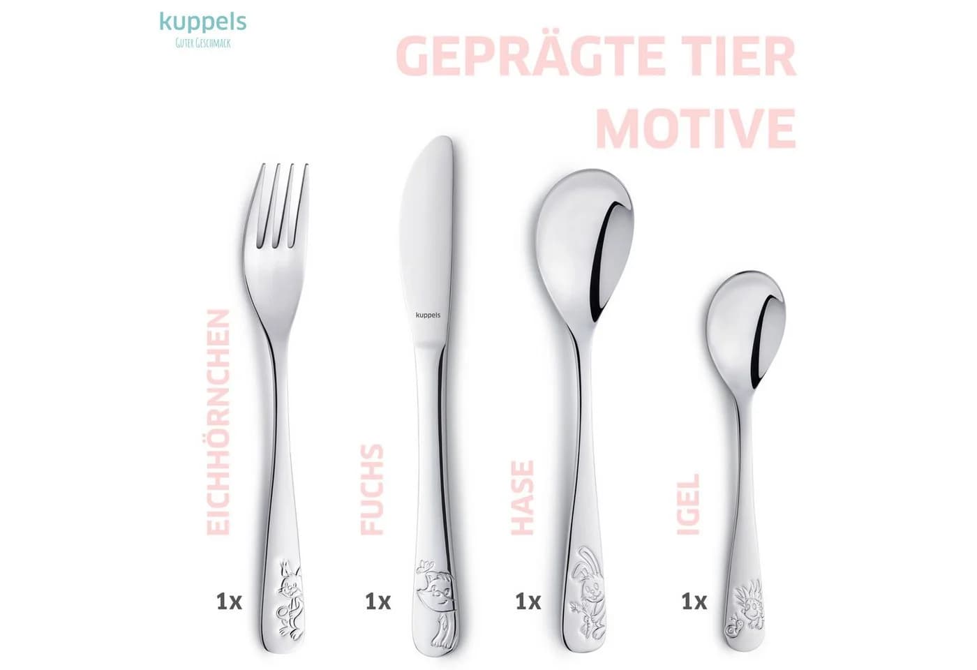 Kuppels Kinderbesteck WALDFREUNDE 4-tlg. Silber Edelstahl