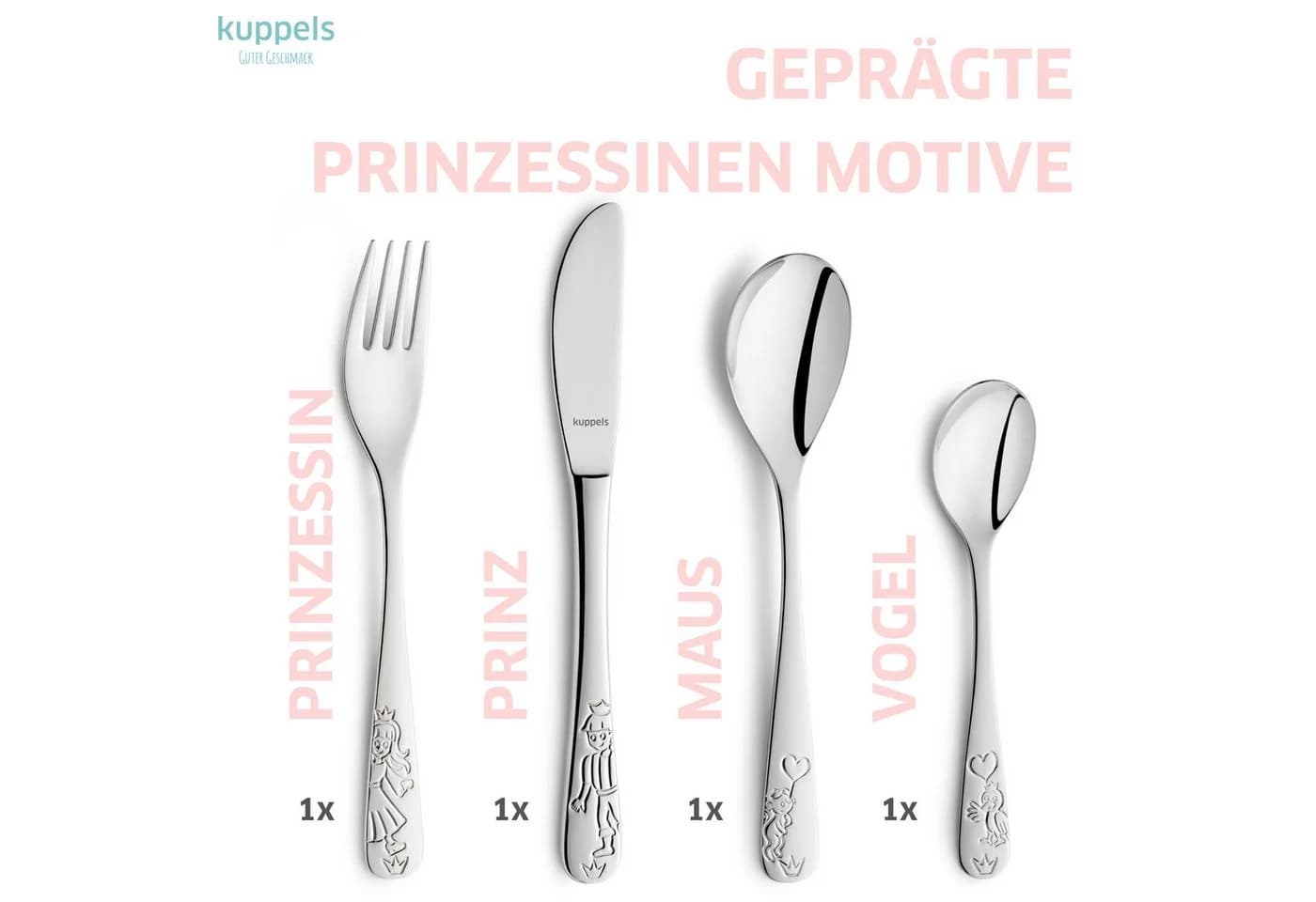 Kuppels Kinderbesteck PRINZESSIN 4-tlg. Edelstahl Silber