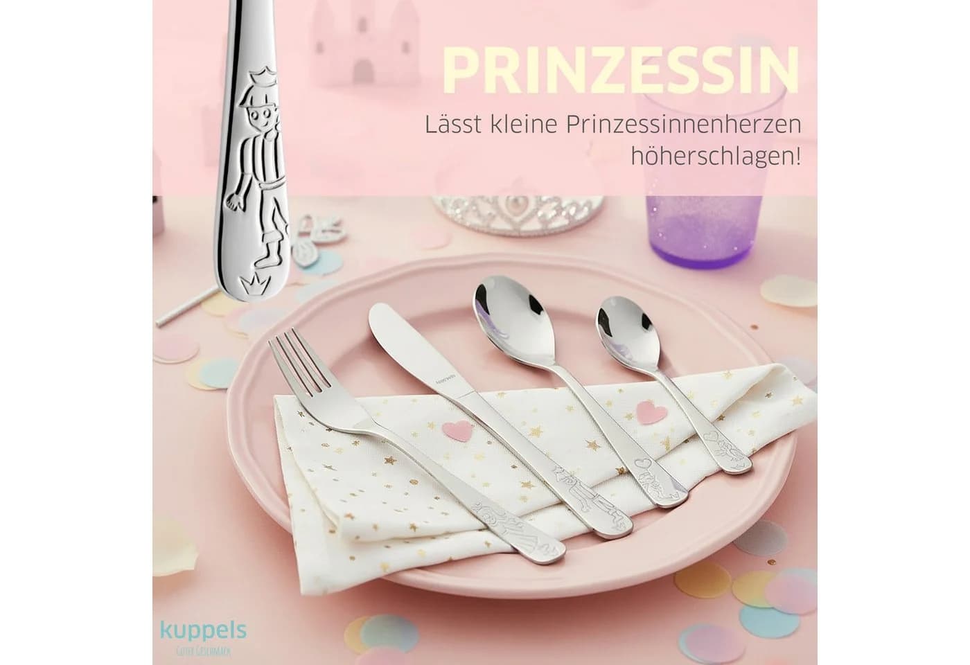 Kuppels Kinderbesteck PRINZESSIN 4-tlg. Edelstahl Silber - Bild 3