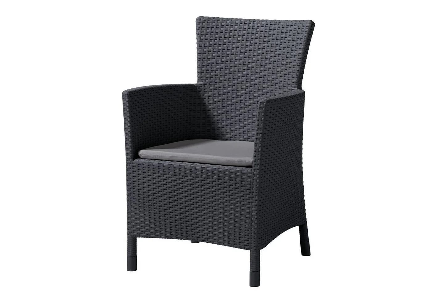 Keter Gartenstuhl Iowa Graphit Kunststoff Rattan-Optik mit Kissen - Bild 2