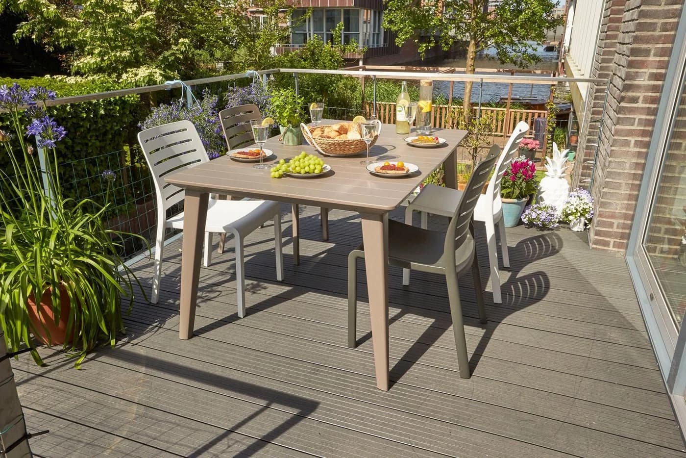 Allibert Lima Gartentisch für 4-6 Personen wetterfest UV-beständig Braun - Bild 2