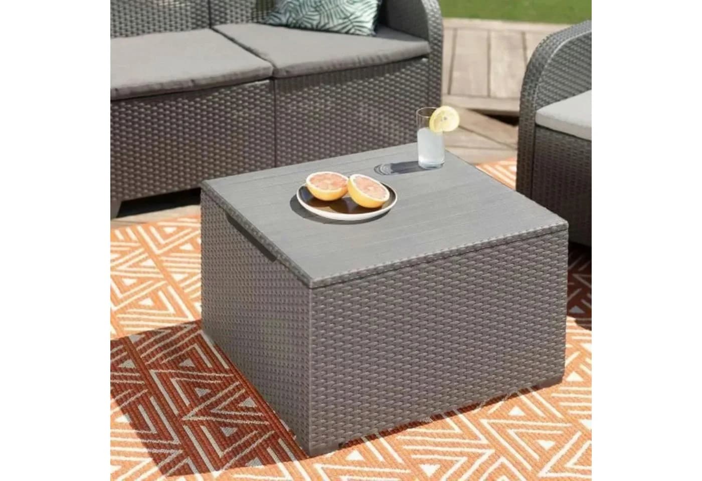 Keter Gartenlounge-Set San-Remo Grau mit Tisch und Kissen