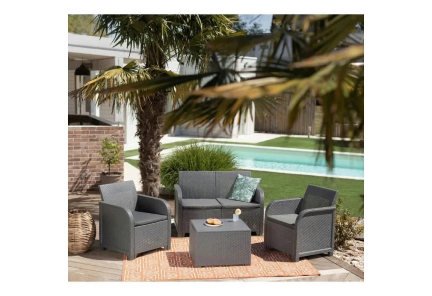 Keter Gartenlounge-Set San-Remo Grau mit Tisch und Kissen - Bild 2