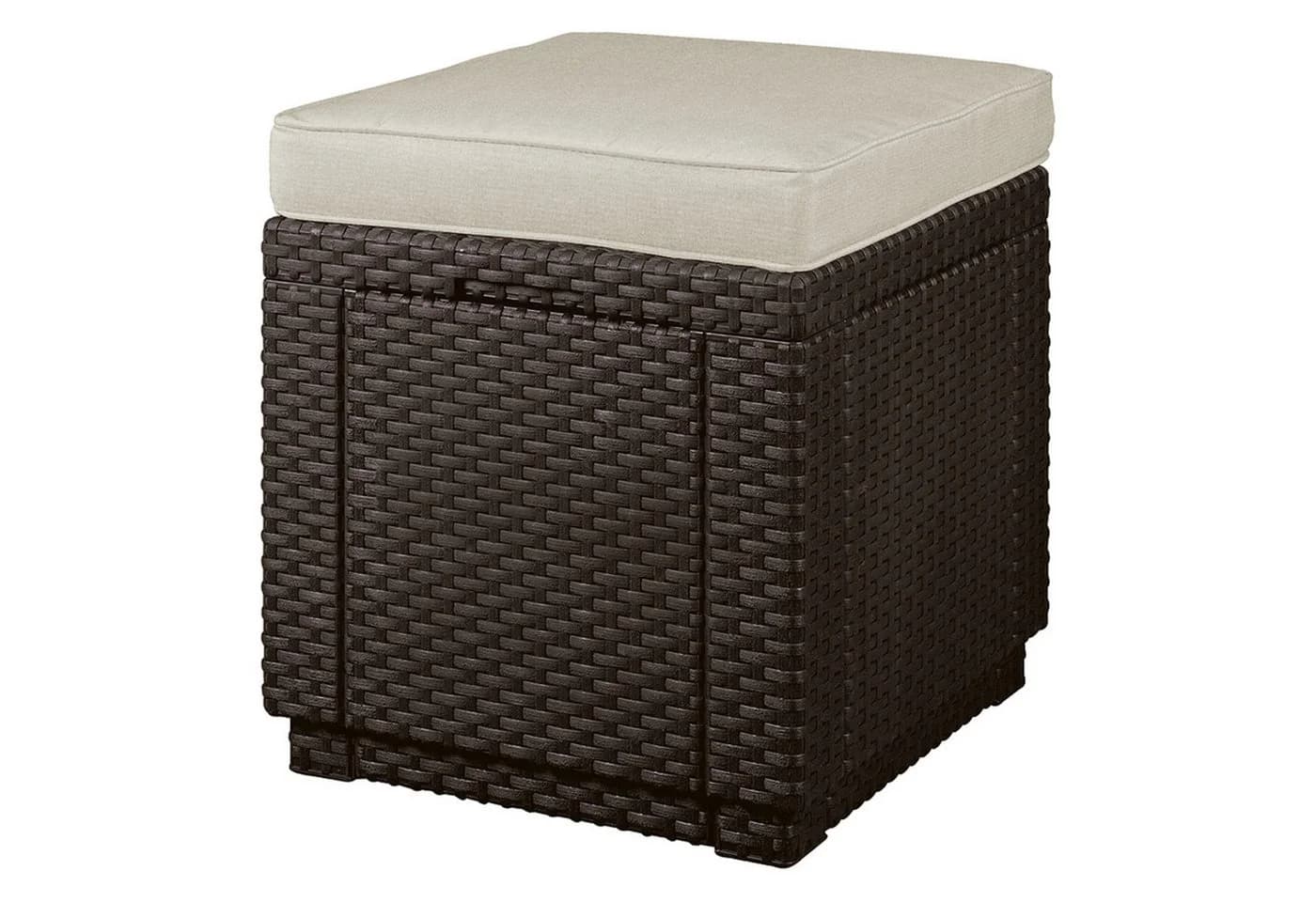 Keter Cube Hocker mit Kissen und Stauraum Braun