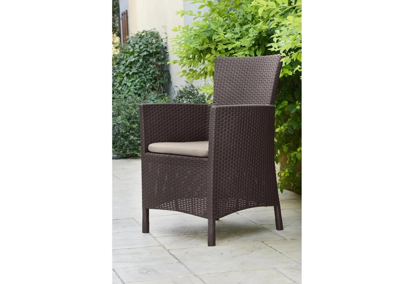 Curver Gartensessel Iowa mit Kissen Braun Beige