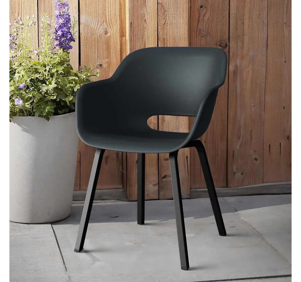 Keter Gartenstuhl Noa 2 Stk. mit Metallbeinen Graphitgrau - Bild 5