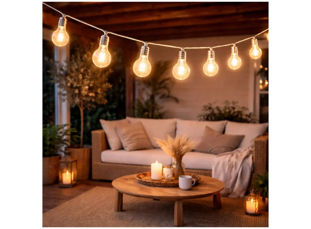 EDCO Deko-Lichterkette Warmweiß 10x Glühlampenform Batteriebetrieben - Bild 2