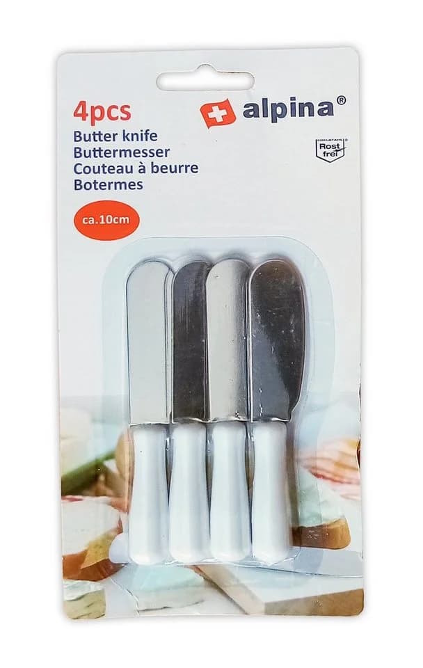 Alpina Buttermesser Set 4-teilig Edelstahl Weiß