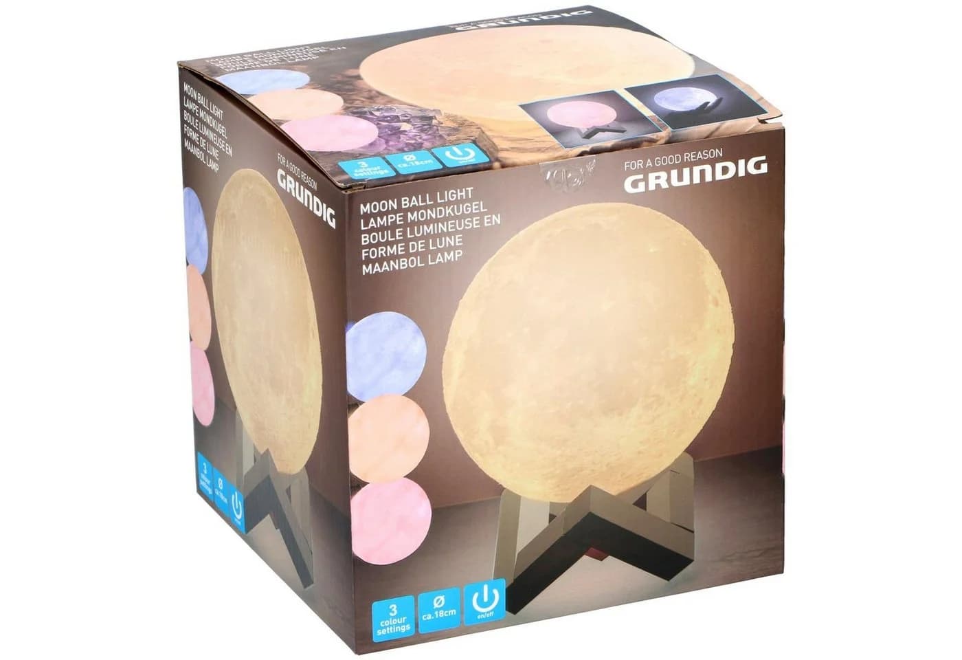 Grundig LED Nachtlicht Mond Lampe 3D Nachtlampe Mondkugel Tischlampe Mondlicht