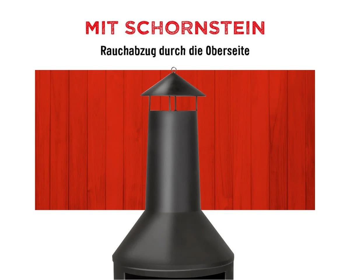 Bbq Collection Terrassenofen mit Schornstein Feuerschale Metall Schwarz - Bild 3