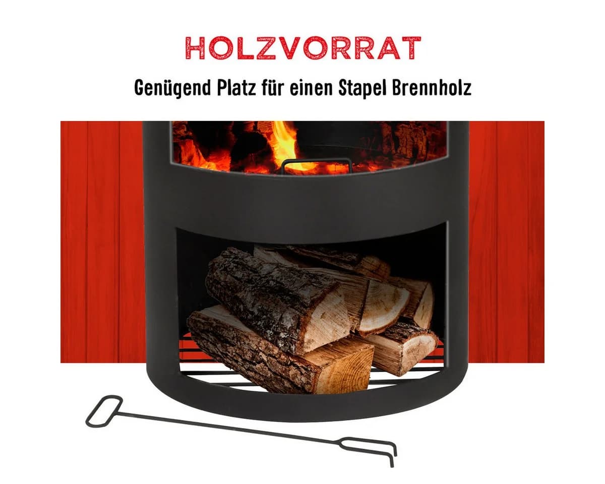 Bbq Collection Terrassenofen mit Schornstein Feuerschale Metall Schwarz - Bild 4
