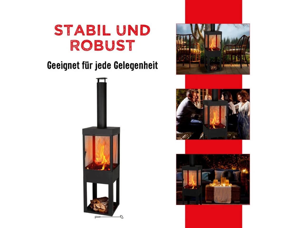 BBQ Collection Feuerschale Gartenkamin Schwarz Metall - Bild 4