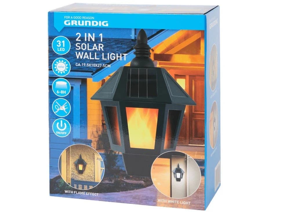 Grundig Solar Wandleuchte 31 LED Außen Garten 2in1 Lampe Solarbetrieben - Bild 1