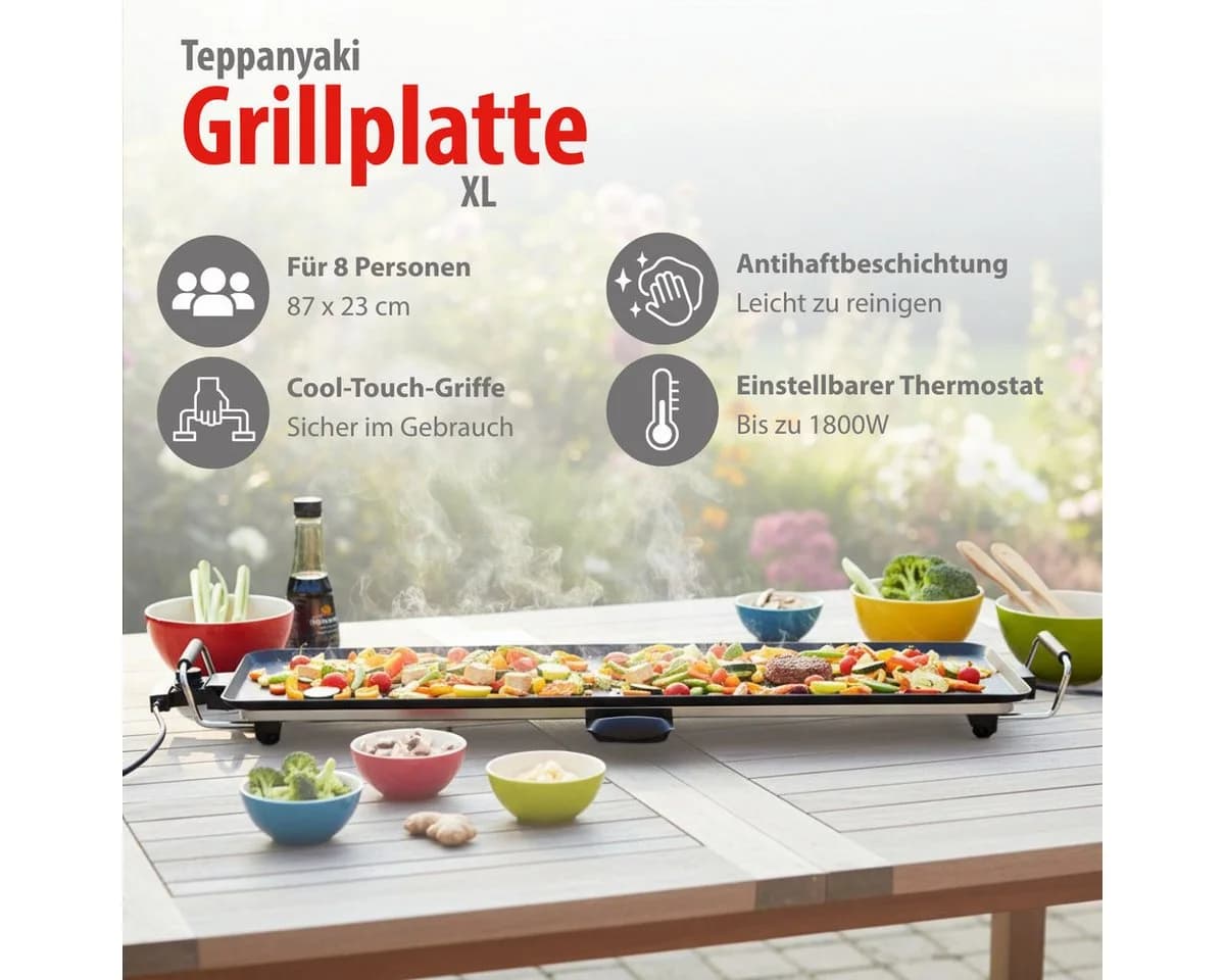 Alpina Grillplatte Teppanyaki XL Schwarz