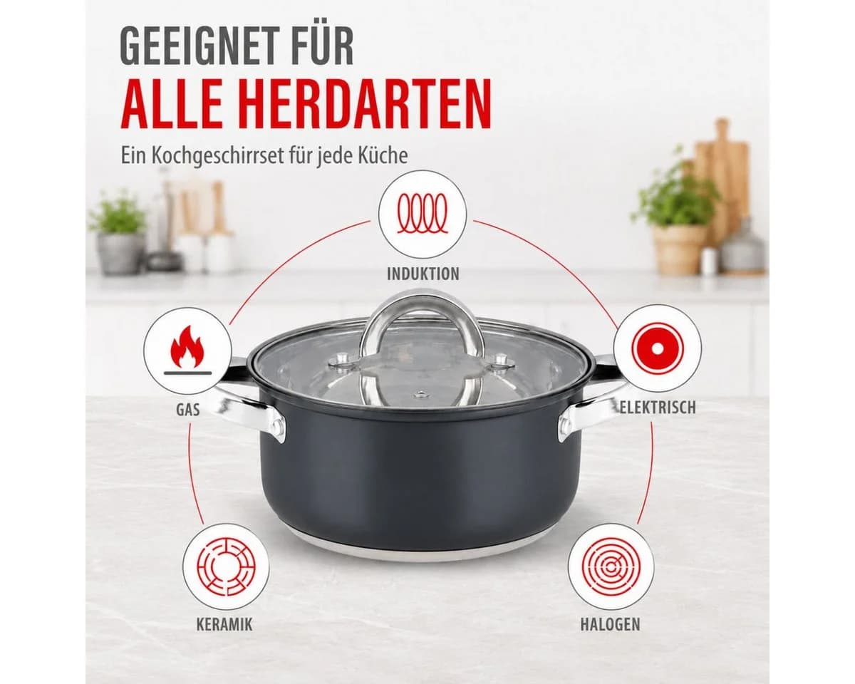 Alpina Topf-Set 7-teilig Edelstahl mit Glasdeckel - Bild 4