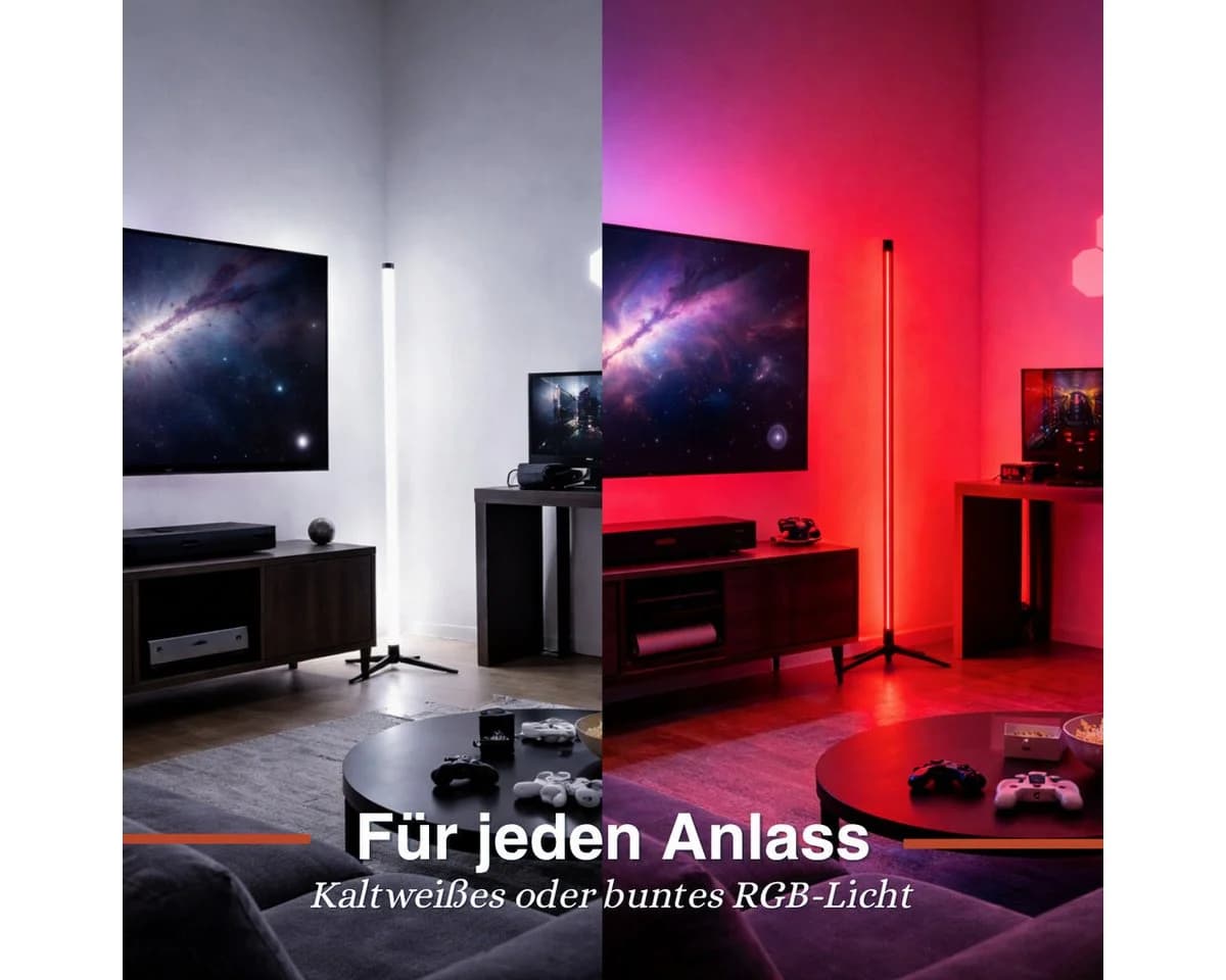 Grundig LED Stehlampe Schwarz Kunststoff 120 cm - Bild 4