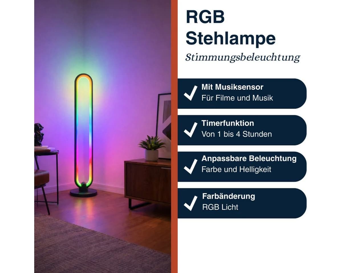 Grundig RGB Stehlampe Schwarz LED mit Fernbedienung