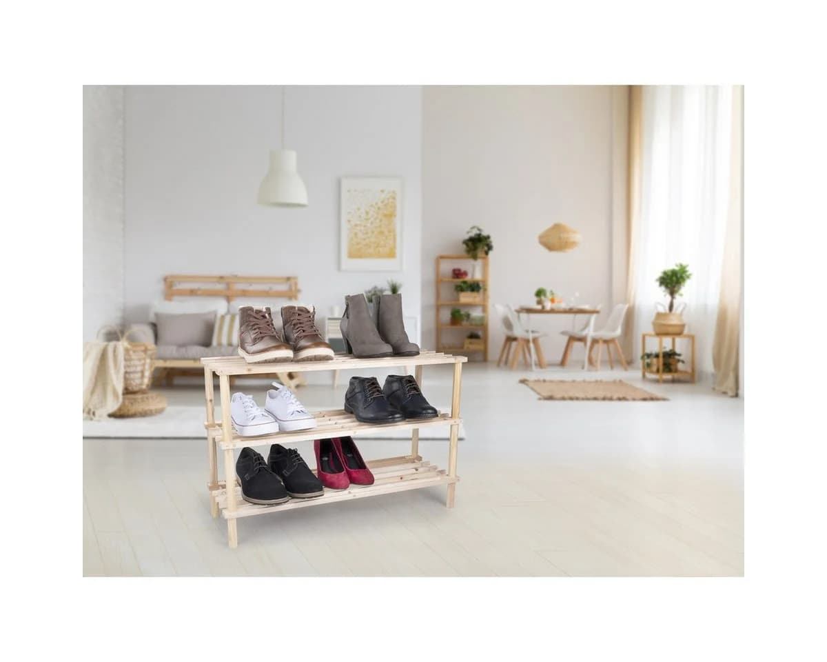 Alpina Schuhschrank 3-Lagen Braun Holz Schuhregal - Bild 3