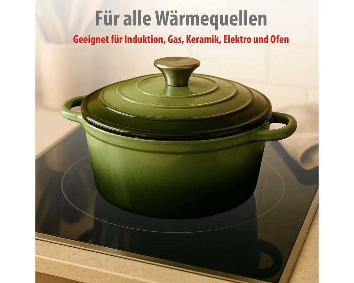 Alpina Dutch Oven Gusseisen Topf 3,8 L Induktion Grün - Bild 4