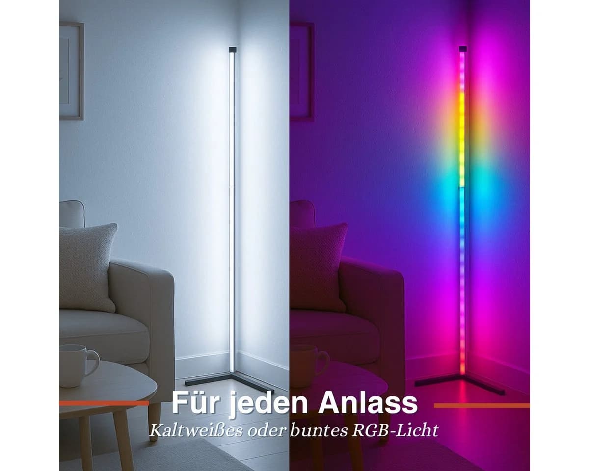 Grundig RGB LED Stehlampe mit Musikmodus und Dimmer Schwarz - Bild 5