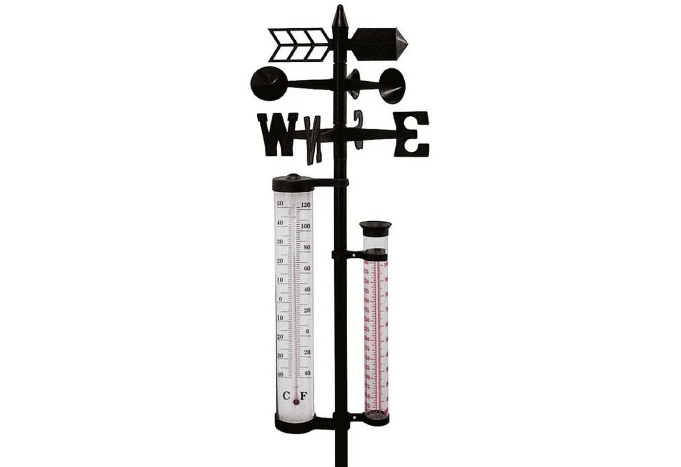 EDCO Garten Wetterstation Schwarz mit Thermometer, Regenmesser & Windrädchen - Bild 2
