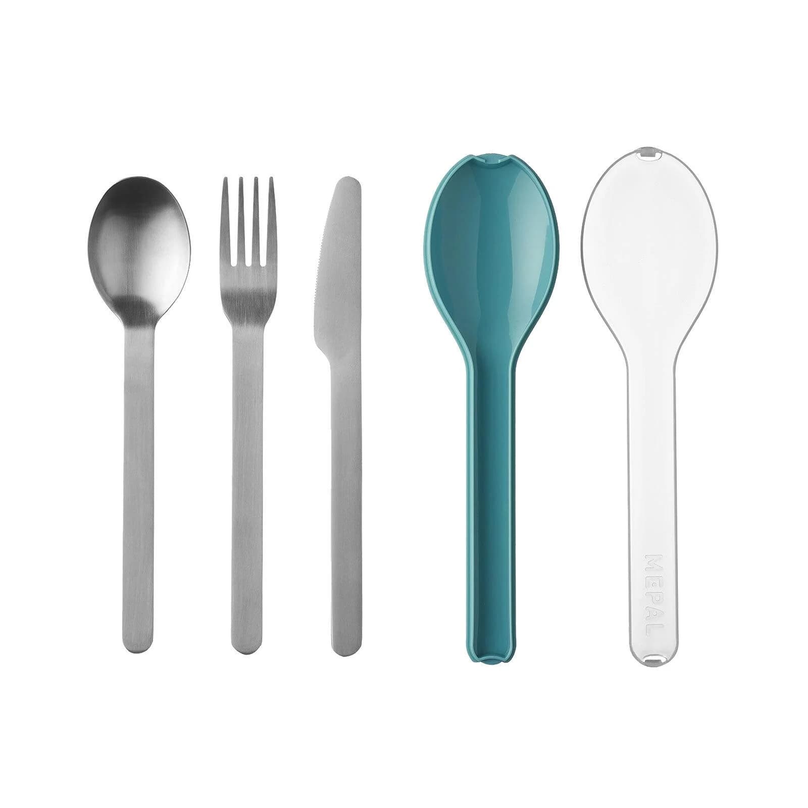 Mepal Ellipse Besteck-Set 3-teilig Nordic Grün mit Hülle