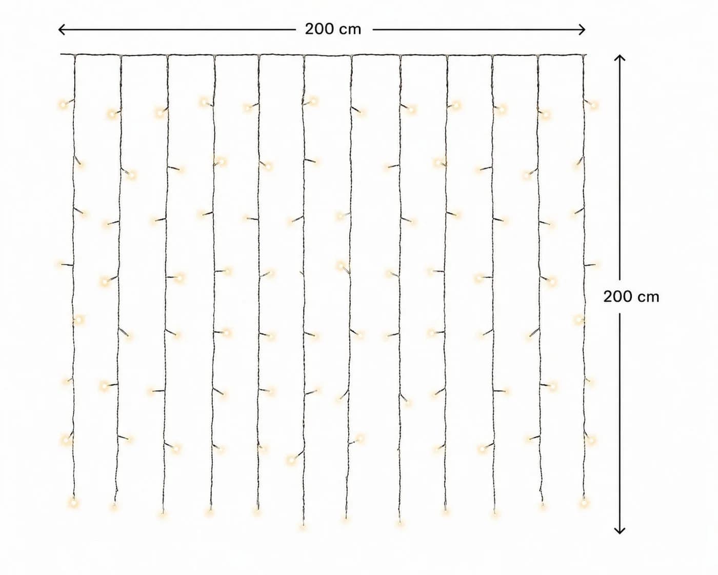 Lumineo Lichtervorhang CURTAIN LIGHTS 240 LED 2x2 m Warm Weiß - Bild 3