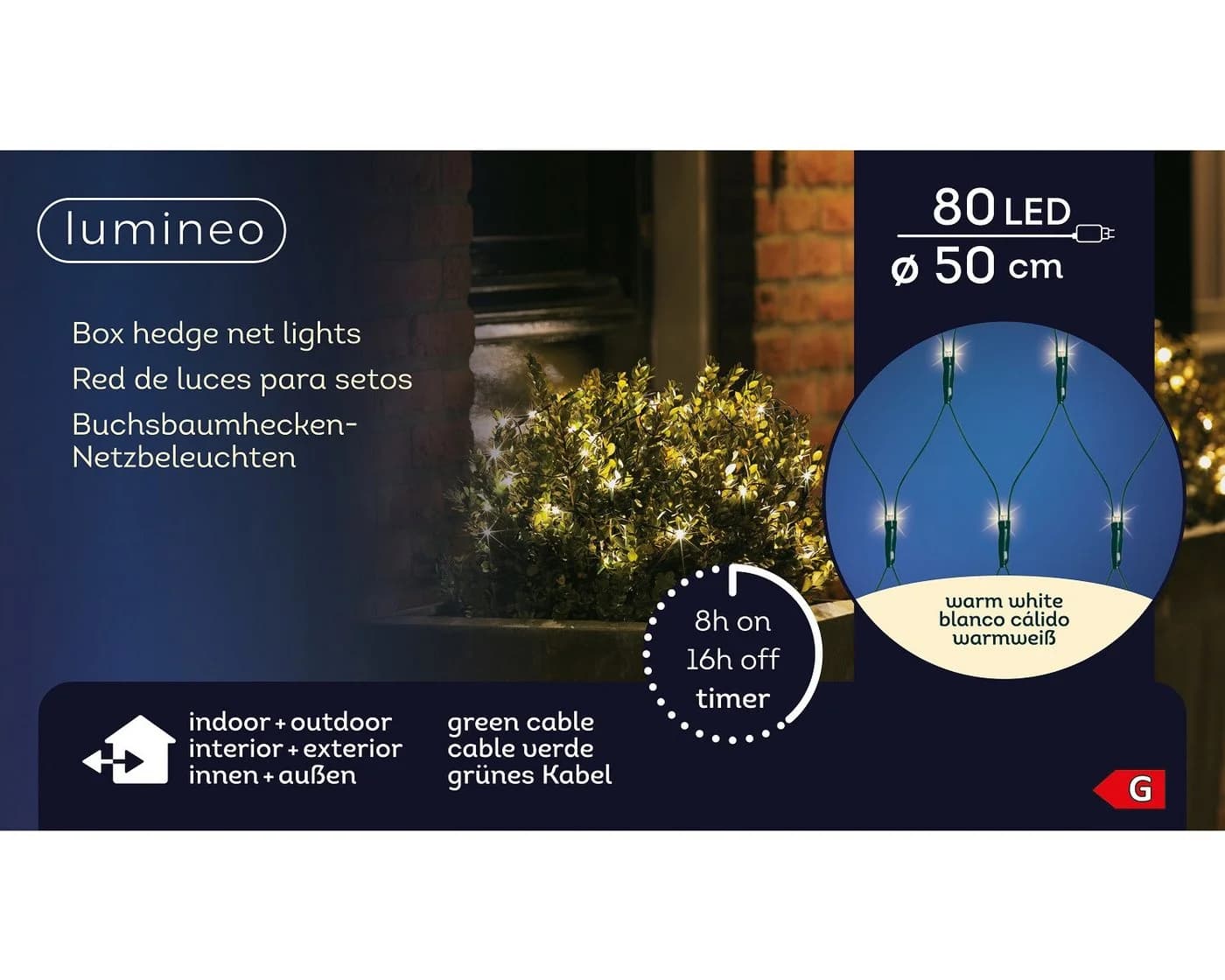 Lumineo Buchsbaumhecken-Netzbeleuchtung 80 LED Warmweiß - Bild 2