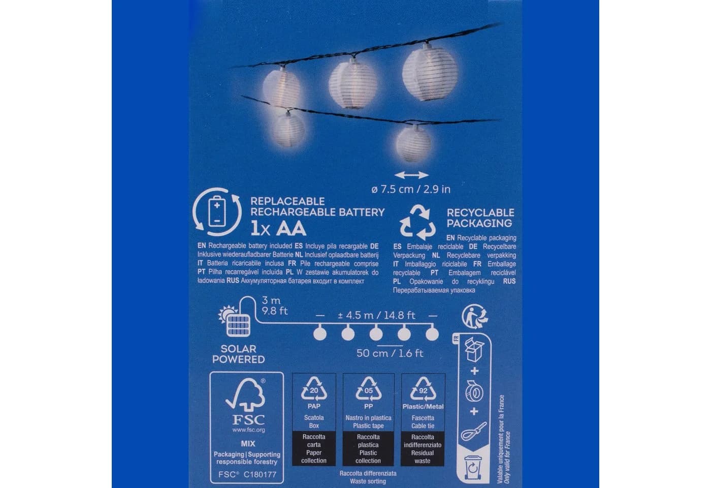 Lumineo LED Solar Lichterkette 10 Lampions Weiß Warmweiß - Bild 5