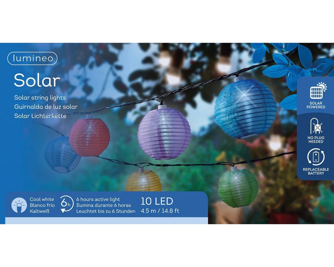 Lumineo LED Solarlichterkette Bunt 4,5m Dauerlicht Garten - Bild 5