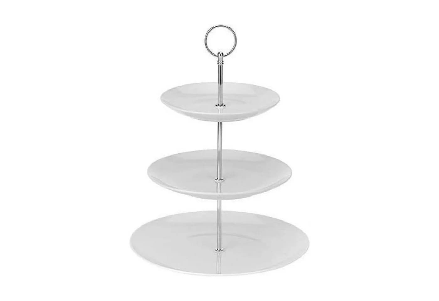 INDA-Exclusiv Porzellan-Etagere 3-stöckig Weiß Ø25cm
