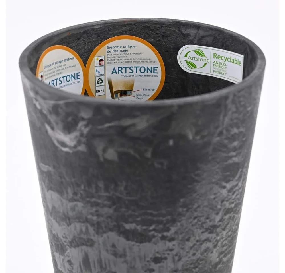 Artstone Blumenkasten CLAIRE Schwarz mit Drainagesystem