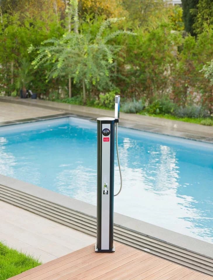 UBBINK SOLARIS ELITE Gartendusche Schwarz-Silber mit Solar-Heizung