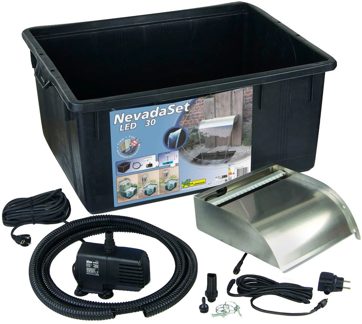 UBBINK Wasserfall Nevada Set 30 cm mit LED-Beleuchtung inkl. Wasserbecken Silber - Bild 2