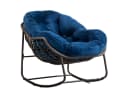 LVHOM Schaukelstuhl mit Kissen Rattan Stahlrahmen Lounge Sessel Bild 2