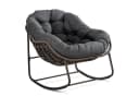 LVHOM Schaukelstuhl Grau Rattan mit Kissen Bild 2