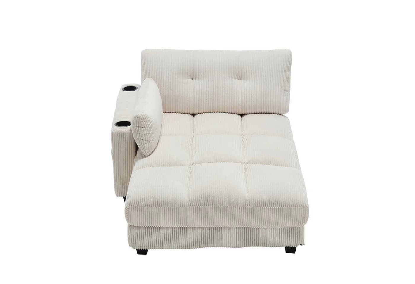 LVHOM Polsterliege Ottomane Beige Modular mit USB-Anschluss